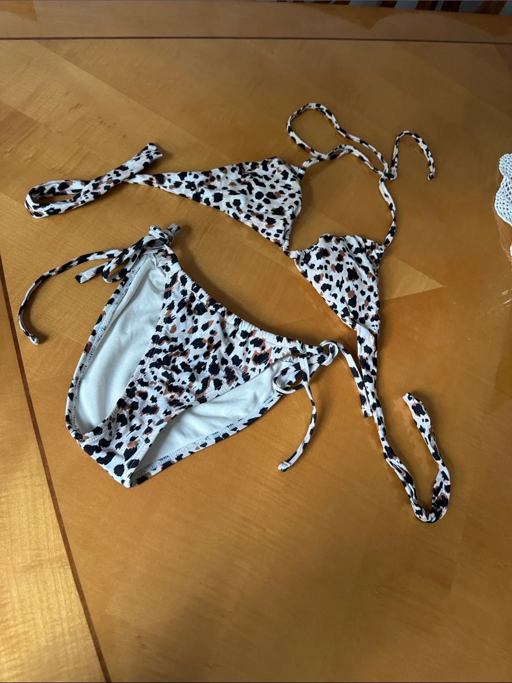 wild fable White Leopard Print Tie-Side Bikini size xs
